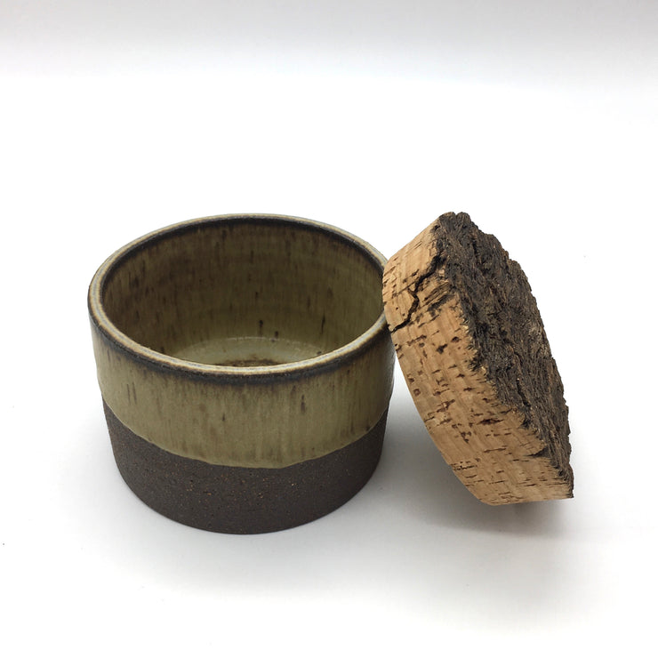 Canister w/ Bark Top | 4.5" x 3" | Brownstone/Tortoise Shell