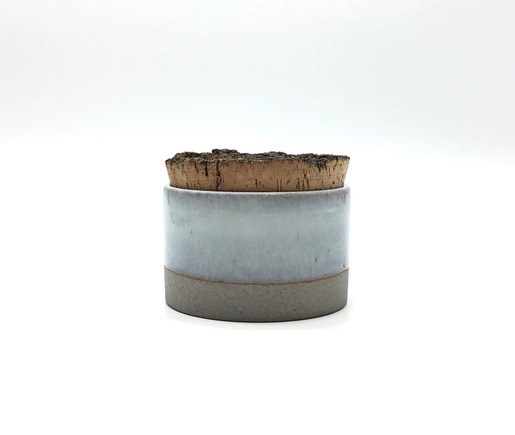 Canister w/ Bark Top | 4.5" x 3" | Greystone/Korean Blue Celadon