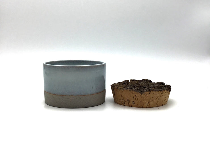 Canister w/ Bark Top | 4.5" x 3" | Greystone/Korean Blue Celadon