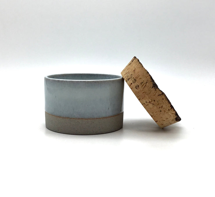 Canister w/ Bark Top | 4.5" x 3" | Greystone/Korean Blue Celadon