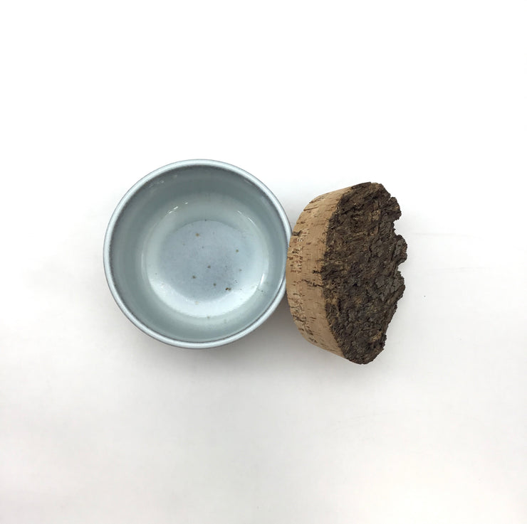 Canister w/ Bark Top | 4.5" x 3" | Greystone/Korean Blue Celadon