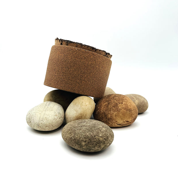 Canister w/ Bark Top | 4.5" x 3" | Sandstone/Raw Exterior/Snow White Interior