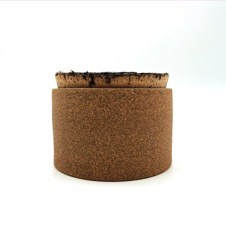 Canister w/ Bark Top | 4.5" x 3" | Sandstone/Raw Exterior/Snow White Interior
