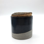 Canister w/ Bark Top | 4.5" x 4.5" | Greystone/Matte Black