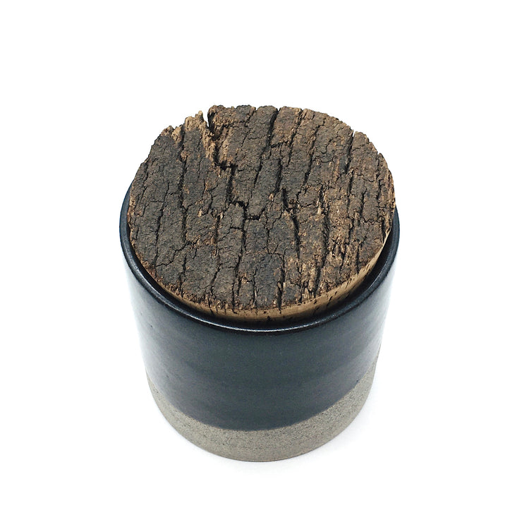 Canister w/ Bark Top | 4.5" x 4.5" | Greystone/Matte Black