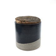 Canister w/ Bark Top | 4.5" x 4.5" | Greystone/Matte Black