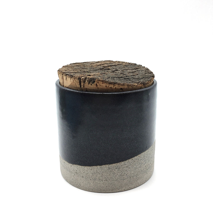 Canister w/ Bark Top | 4.5" x 4.5" | Greystone/Matte Black
