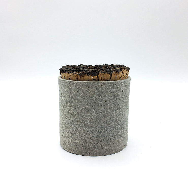 Canister w/ Bark Top | 4.5" x 4.5" | Greystone/Raw