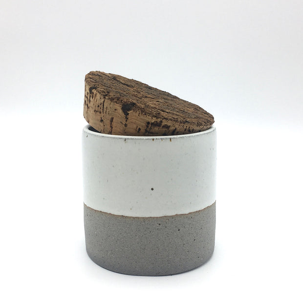 Canister w/ Bark Top | 4.5" x 4.5" | Greystone/Snow White