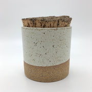 CAN4545-S-S-BT | Canister w/ Bark Top Cork | 4.5" x 4.5" | Sandstone/Snow White | Humble Ceramics | 