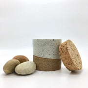 CAN4545-S-S-CC | Canister w/ Classic Cork | 4.5" x 4.5" | Sandstone/Snow White | Humble Ceramics | 
