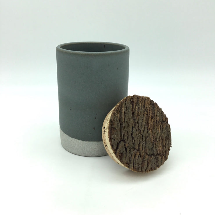 Canister w/ Bark Top | 4" x 6" | Greystone / Danish