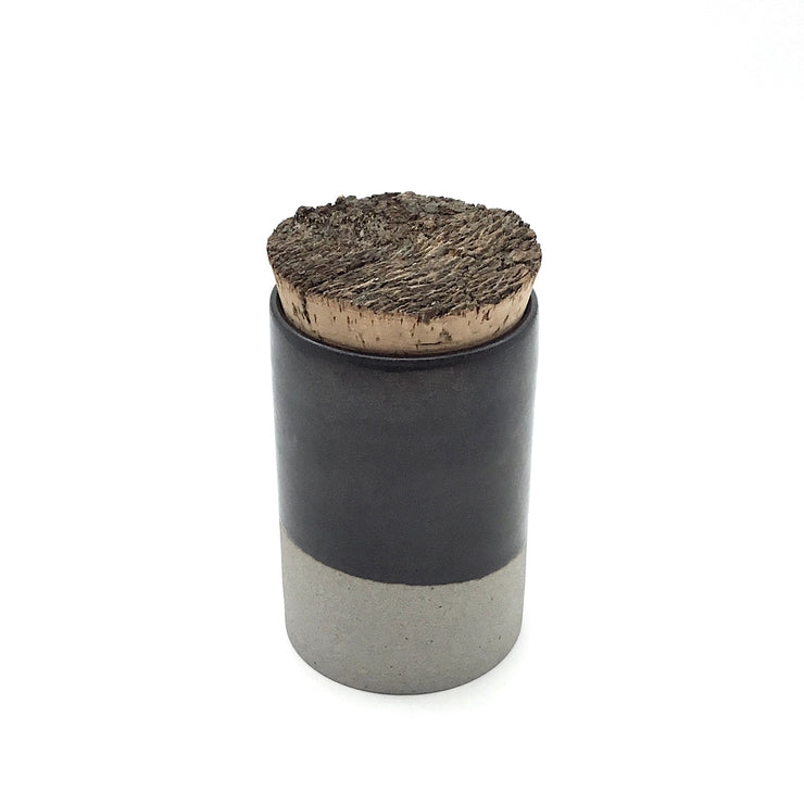 Canister w/ Bark Top | 4" x 6" | Greystone/Matte Black