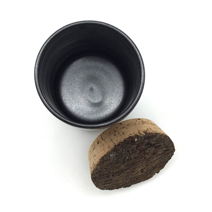 Canister w/ Bark Top | 4" x 6" | Greystone/Matte Black