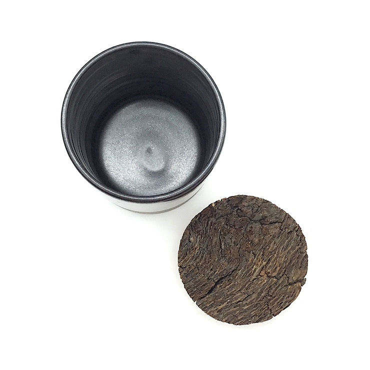 Canister w/ Bark Top | 4" x 6" | Greystone/Matte Black