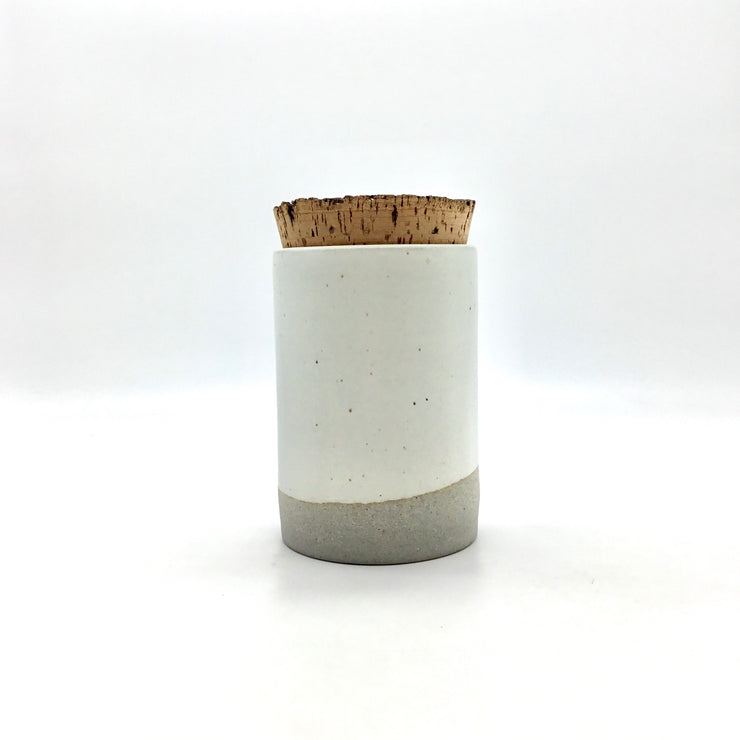 Canister w/ Bark Top | 4" x 6" | Greystone/Snow White