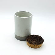 Canister w/ Bark Top | 4" x 6" | Greystone/Snow White