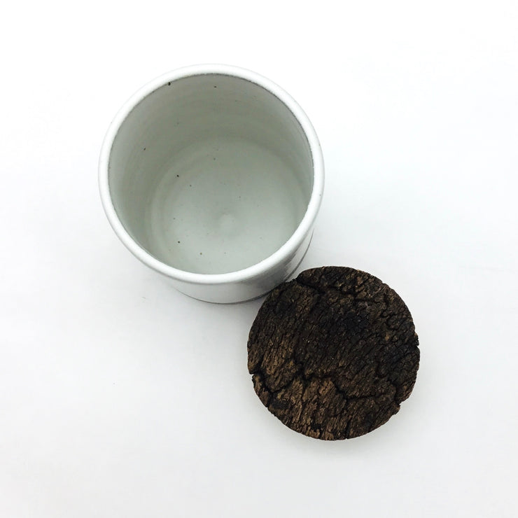 Canister w/ Bark Top | 4" x 6" | Greystone/Snow White