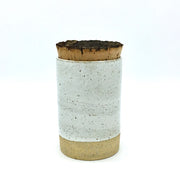 Canister w/ Bark Top | 4" x 6" | Sandstone/Snow White