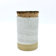 Canister w/ Bark Top | 4" x 6" | Sandstone/Snow White