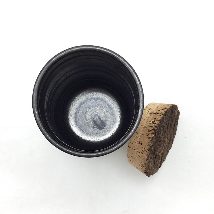 Canister w/ Bark Top | 4" x 8" | Greystone/Matte Black
