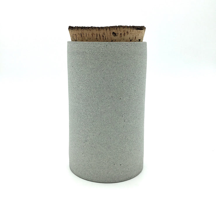 Canister w/ Bark Top| 4" x 8" | Greystone Raw Exterior