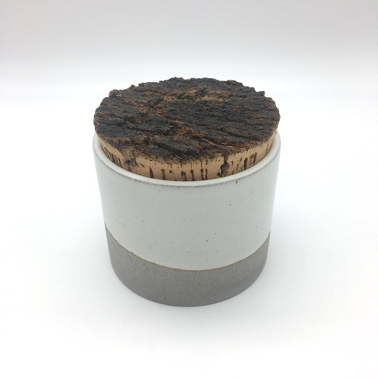 Canister w/ Bark Top | 5" x 4" | Greystone/Snow White