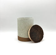 Canister w/ Bark Top | 6" x 8" | Sandstone/Snow White
