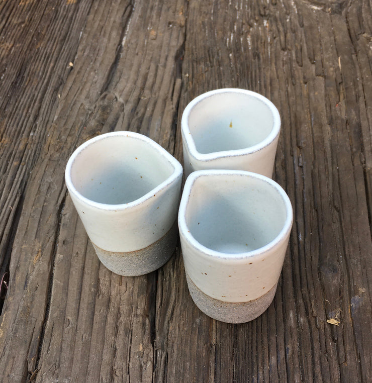 CLCR2-G-S | Clover Creamer | 2 fl oz | Greystone/Sow White | Humble Ceramics | 