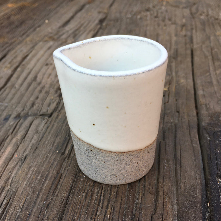 CLCR2-G-S | Clover Creamer | 2 fl oz | Greystone/Sow White | Humble Ceramics | 
