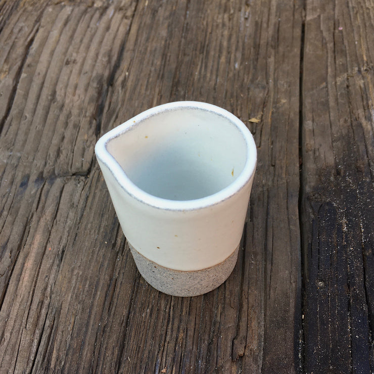 CLCR2-G-S | Clover Creamer | 2 fl oz | Greystone/Sow White | Humble Ceramics | 