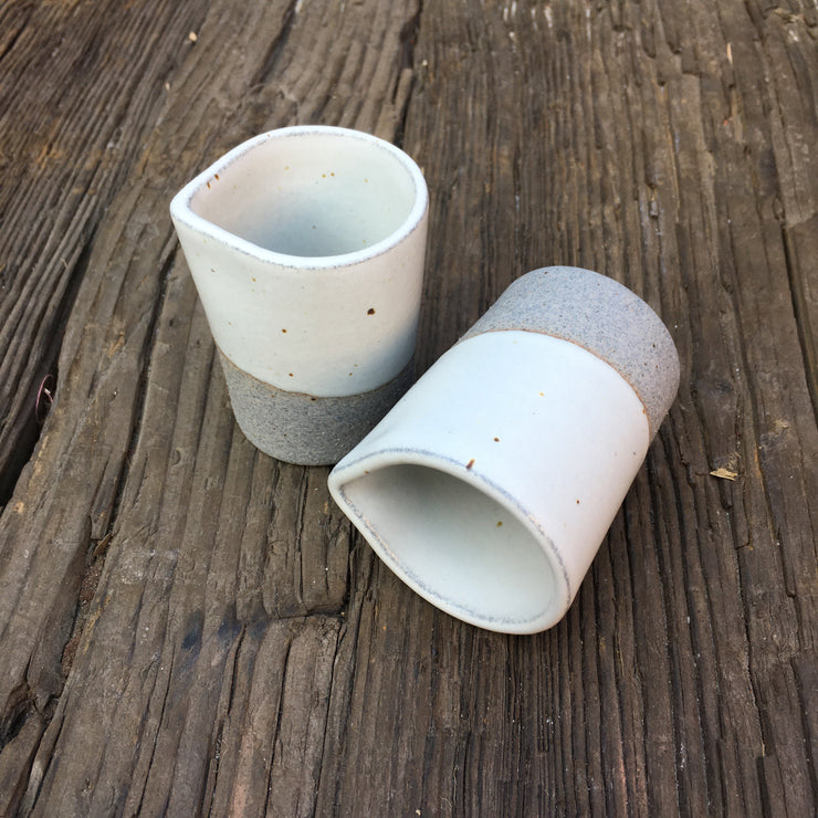 CLCR2-G-S | Clover Creamer | 2 fl oz | Greystone/Sow White | Humble Ceramics | 
