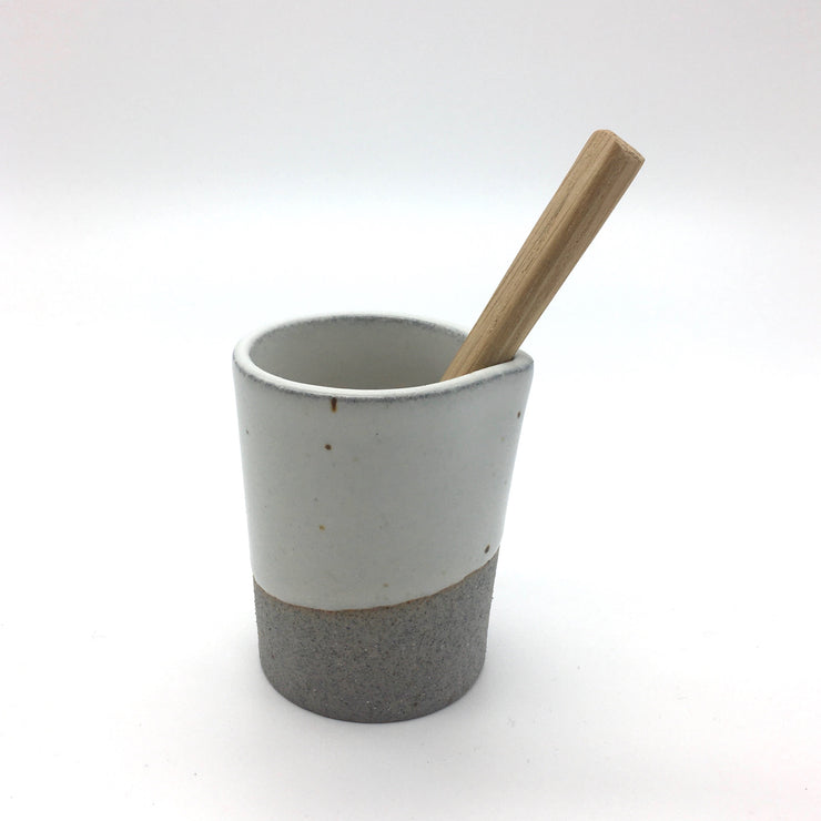 CLCR2-G-S | Clover Creamer | 2 fl oz | Greystone/Sow White | Humble Ceramics | 