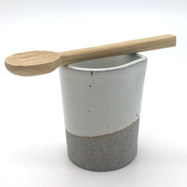 CLCR2-G-S | Clover Creamer | 2 fl oz | Greystone/Sow White | Humble Ceramics | 