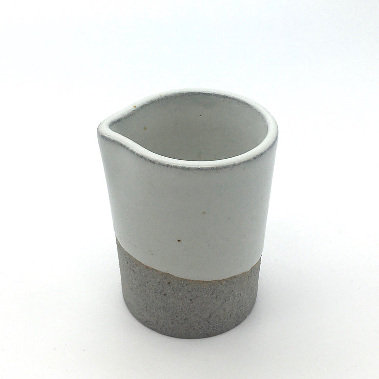 CLCR2-G-S | Clover Creamer | 2 fl oz | Greystone/Sow White | Humble Ceramics | 