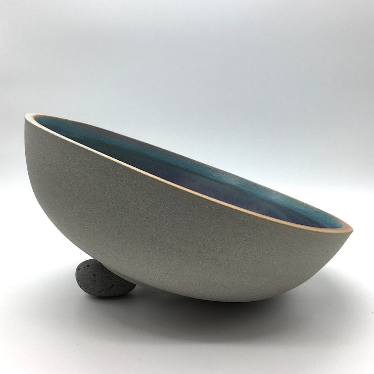 Designer Bowl | 15" x 5" | Greystone/Aloha Blue (NOT FOOD SAFE)