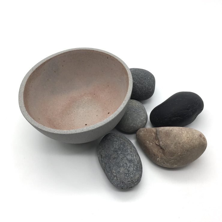 EB1-G-ER | Enoki Bowl | 6" x 3" | Stillness Collection | Greystone/English Rose | Humble Ceramics | 