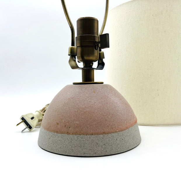 Enoki Lamp | Greystone/English Rose | Medium Brass | Tawa Spun Linen Shade in Cream