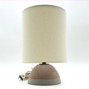 Enoki Lamp | Greystone/English Rose | Medium Brass | Tawa Spun Linen Shade in Cream