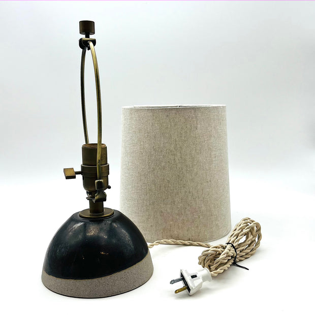 Enoki Lamp | Greystone/Matte Black | Medium Bronze | Mudra Otmeal Lamp Shade