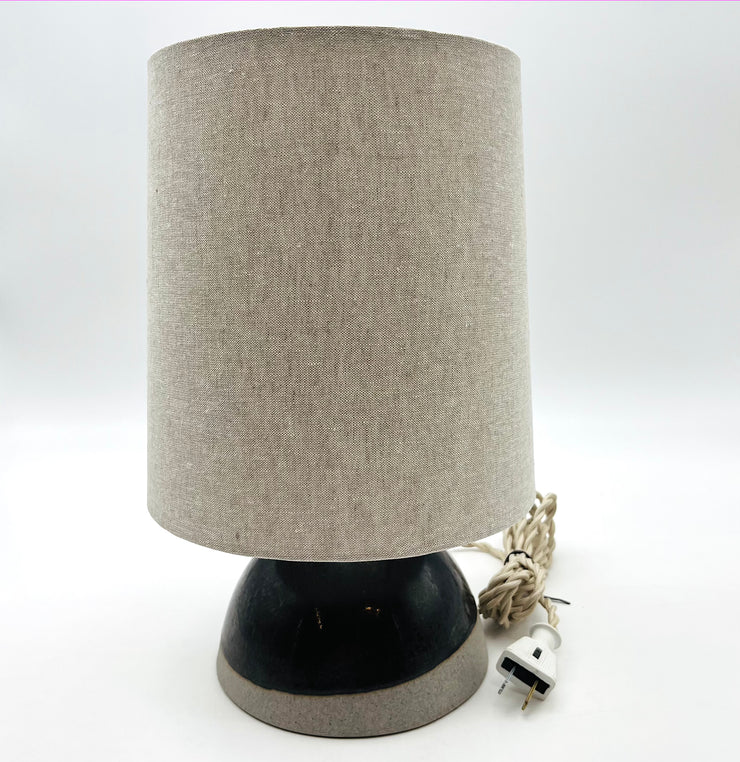 Enoki Lamp | Greystone/Matte Black | Medium Bronze | Mudra Otmeal Lamp Shade