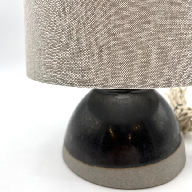 Enoki Lamp | Greystone/Matte Black | Medium Bronze | Mudra Otmeal Lamp Shade