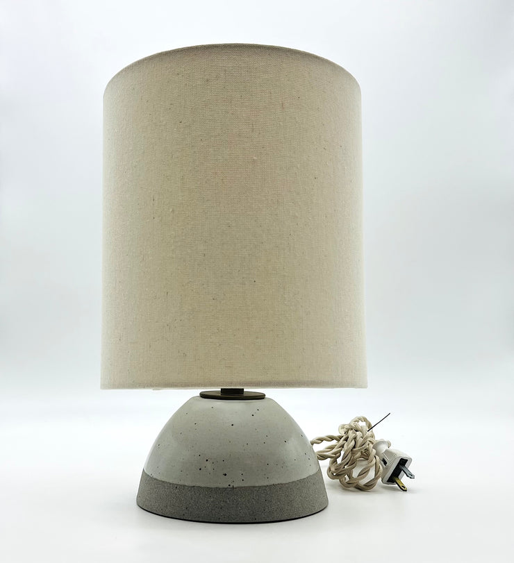 Enoki Lamp | Greystone/Snow | Medium Brass | Mudra Lamp Shade | Spun Linen