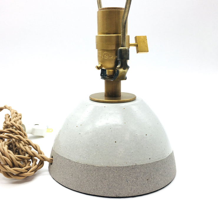 Enoki Lamp | Greystone/Snow | Medium Brass | Mudra Lamp Shade | Spun Linen