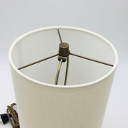 Enoki Lamp Base | Sandstone/Raw | Medium Brass | Tawa Lamp Shade | Cream Spun Linen