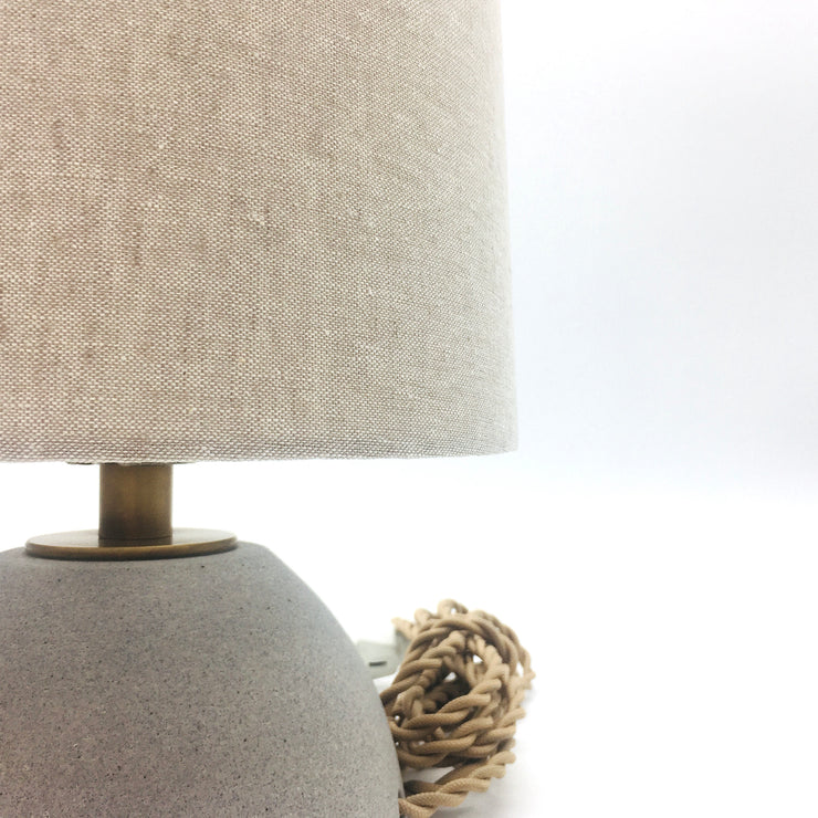 Mudra Lamp Shade | 7" x 8" x 8.5" H | Oatmeal | Medium Brass