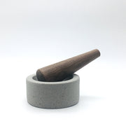 EM452-G & MDP6-WN | Essi Mortar & Mudra Pestle 6" in Walnut (sold separately)  | 4.5" x 2" | Greystone  | Humble Ceramics |