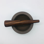 Essi Mortar | 6.5" x 2.5" | Raw Brownstone w/ Mudra Pestle 10" in Walnut