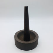 Essi Mortar | 6.5" x 2.5" | Raw Brownstone w/ Mudra Pestle 10" in Walnut