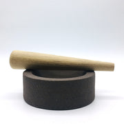 Essi Mortar | 6.5" x 2.5" | Raw Brownstone w/ Mudra Pestle 10" in White Oak